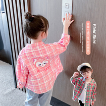Girl Plaid Shirt Children Spring Autumn Long Sleeves Jacket 2022 New Ocean Gas Autumn Baby Blouses Net Red Autumn Clothing