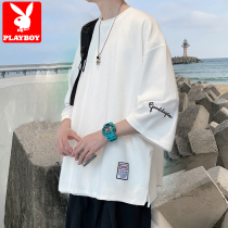 Playboy ice wire seven sleeve men t-shirt loose tide men summer half sleeve clothes large-code short sleeve shirts