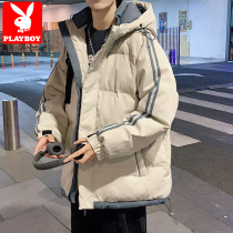 Playboy Down Padded Jacket Mens Winter Thickened Short Youth Padded Jacket Tide Brand Mens Hooded Padded Jacket