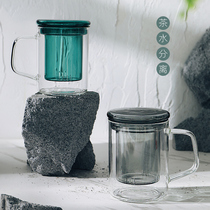 Stained glass tea water separation Cup with lid handle water Cup for men and women personal office filter Cup