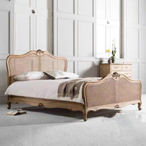 Bed and breakfast new solid wood can be customized Pastoral country carved woven rattan European neoclassical wedding bed Bedroom double bed