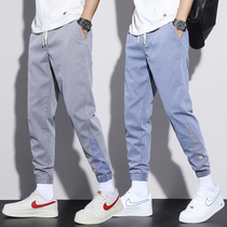Spring overalls jeans men 90% loose tight waist bunches foot pants Guangzhou Xintang Town 2022 Spring-style mens clothing