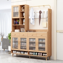 Nordic rock plate door Hall Cabinet shoe cabinet integrated into the door entrance hall cabinet living room partition cabinet original wood color