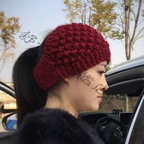 Wool wide-sided hair belt covering white hair knitted hat Korean Net red autumn and winter out to go wild fashion simple hair belt headwear
