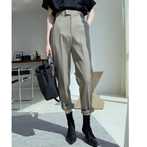 2021 autumn new waist adjustable composite straight wool pants womens suit ankle-length pants casual pants pipe pants