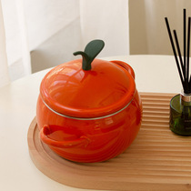 BOBAO small orange pot INS Wind cute thickened enamel pot enamel pot instant noodle pot small hot pot can be heated on fire