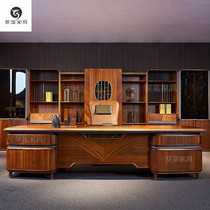 Li Fu office furniture modern large class desk manager desk boss table solid wood new Chinese light luxury
