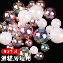 50 costume magic ball transparent ball pink white Christmas bubble ball cake decoration decoration Net Red birthday plug-in
