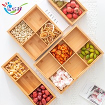 Bamboo and wood creative dried fruit box home living room nut candy box split snack snack dried fruit plate Miscellaneous brocade storage box
