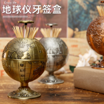 Globe Nordic ins toothpick box Press automatically pops creative personality metal toothpick cylinder birthday gift