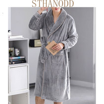 Bigano pajamas mens nightgown mens autumn winter coral fleece thickened plus fleece warm flannel bathrobe long