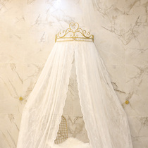 Princess crown bed curtain Lace bedside curtain Yarn tent Ceiling dome mosquito net Court Korean wedding decoration bed curtain