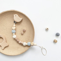 ins Nordic Wind pacifier Pacifier Chain Wood Safe Pacifier Anti Fall Chain Dental Glue Chain Anti Drop Chain Pacifier Anti Fall Clips