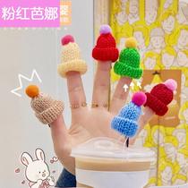 Christmas doll Mini wool line small hat decorated with colorful wine bottle cap Milk Tea Hat Knit Finger Hat Diy