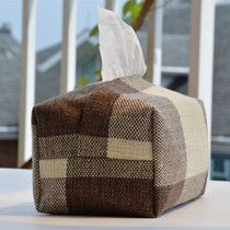 Handmade cotton linen suction paper box for car towels Nordic Wind paper towel bag car load retro handmade cloth art bag