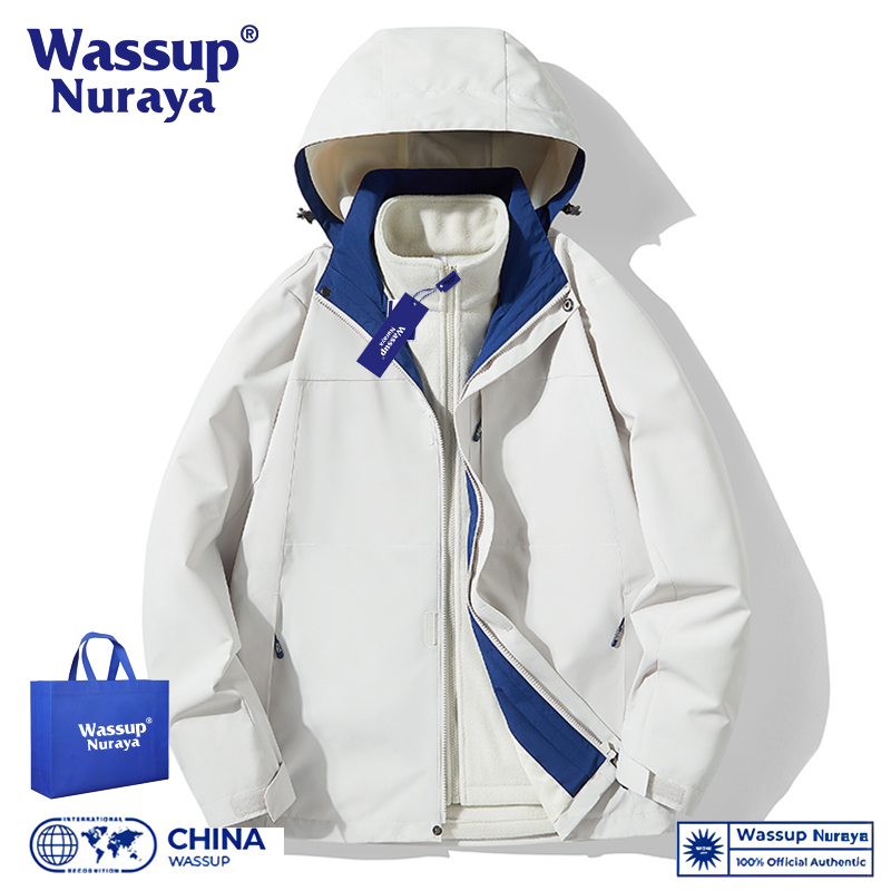 WASSUP ジャケット 2024 新しいスリーインワン取り外し可能な 2 点セットトレンディなブランドアウトドア登山スーツ男性と女性のジャケット