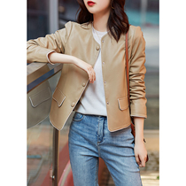  の Reshape luxury products chic temperament preferred light-coated sheepskin casual leather jacket female MGPY17454