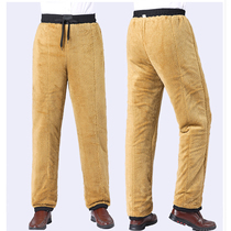 Middle aged male cotton pants external wearing gush thickened loose large code high waist straight cylinder pants Grandpa Daddy Three layers warm pants