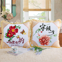 New cross stitch thread embroidery pillow for a couple cartoon living room sofa car pillow simple modern Chinese style