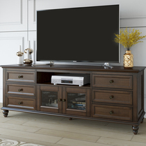 American country pure solid wood TV cabinet tea table combination small apartment high bedroom retro living room ash wood furniture