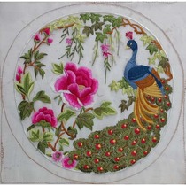 Transparent organza Peacock peony embroidery patch dress cheongsam decorative accessories DIY