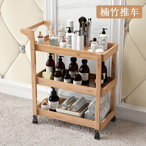Beauty salon trolley hairdressing iron three-layer beauty salon small cart nail tattoo tool cart holder solid wood