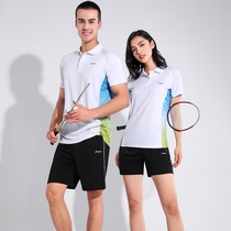 Summer badminton suit mens and womens quick-drying short-sleeved T-shirt shorts tennis suit competition custom printing