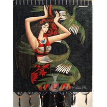  Batik heavy color crane female flying sky painting Handmade homespun decorative painting Inn hotel decorative painting 95*72cm