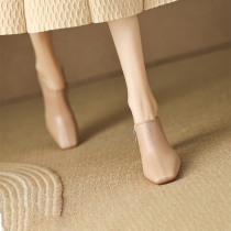 Spring French ankle boots thin boots bare deep mouth single shoes spring heels coarse heels white gas boots