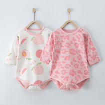 Baby long sleeve fart 0 clothes autumn girl 3 newborn triangle conjoined ha clothes 6 baby cotton pajamas 3 years old