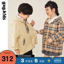 gxgkids childrens windbreaker 2021 autumn new plaid hooded coat