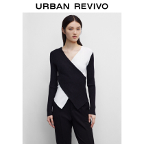 UR2021 Autumn Winter New Products Womens Dress Collision Color Splicing Striped Sweater Knit T-shirt WG36S9BN2011