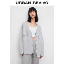 UR2021 Fall New Pint Woman Dress Loose Long Sleeve Knitted Jacket WU37R9DE2000