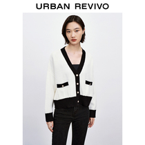 UR2021 Autumn Winter New Pint Womans Feminine Temperament Stumped Plaid Sweater Knit Jacket WG46R9DE2001