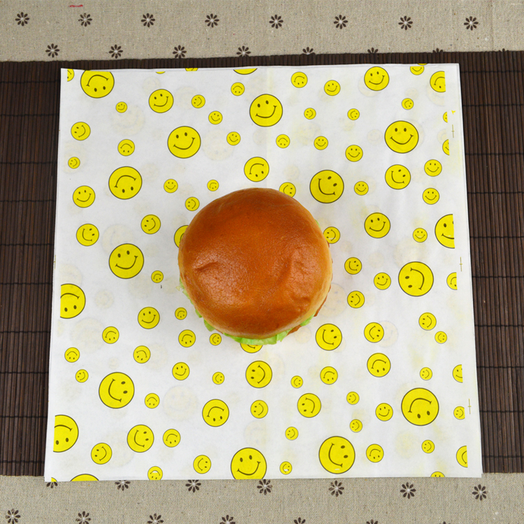 Huaxin Tiancheng smiley hamburger wrapping paper chicken roll rice ball food packaging paper film anti-oil paper 400 sheets