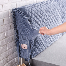 All-inclusive bedside Crystal velvet leather bed irregular European-style solid wood soft bag fabric non-slip elastic dustproof back cover