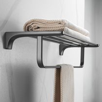 Gun gray bathroom towel rack wall-mounted storage non-perforated toilet toilet rack light luxury bath towel set