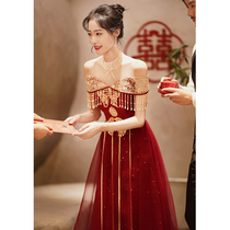Toast service bride can wear red size wedding dress in summer casual engagement evening dress female spring and autumn