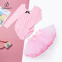 Dance suit Childrens women rehearsants Ballet Skirt Girl Toddler Pink Long Sleeve Chinese Baby Suit Dancing Costumes