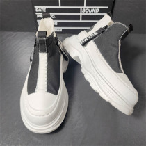 High Helps Thick Base Mens Shoes Summer Breathable Casual Shoes Submale Fashion Trends Canvas Wave Shoes New Zip Heightening Shoes