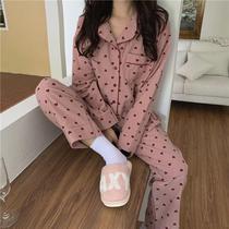 Autumn and winter pajamas female students sweet and cute long-sleeved trousers love girl home clothes two-piece spring and autumn dormitory