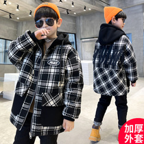 Childrens clothing boy thick coat winter clothing 2021 New style autumn and winter boy boy cotton coat bombing Street tide