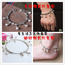Retro handmade Tibetan Silver Bell bracelet special ethnic dance anklet performance out foot jewelry female