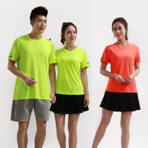 Korean table tennis suit suit mens and womens badminton suit summer round neck short sleeve shorts shuttlecock sportswear