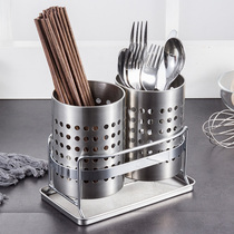 Creative kitchen tableware cage Stainless steel chopstick tube double chopstick storage box Chopstick tube drain chopstick bucket Chopstick cage