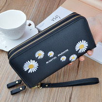 Japanese new double zipper wallet female long handbag small Daisy mobile phone bag coin wallet versatile card bag