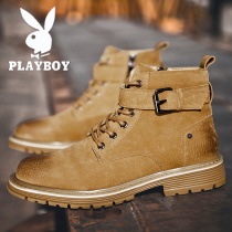 Playboy Martin Boots Men Summer Season High Gong Boots Men British Wind Mid Gang Retro Rhubarb Desert Boots