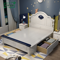  Childrens bed Boys single double bed 1 5m white solid wood bed Teen bedroom bed 1 2m Girl Princess bed