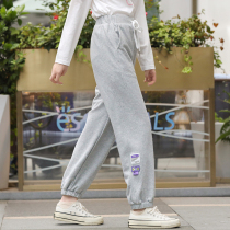 Girl autumn gray sweatpants 2021 new junior high school students high school girls pants loose bunch feet Spring Autumn