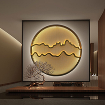 New Chinese metal wall decoration porch with lamp pendant hotel living room sofa background wall decoration Zen tea room wall hanging